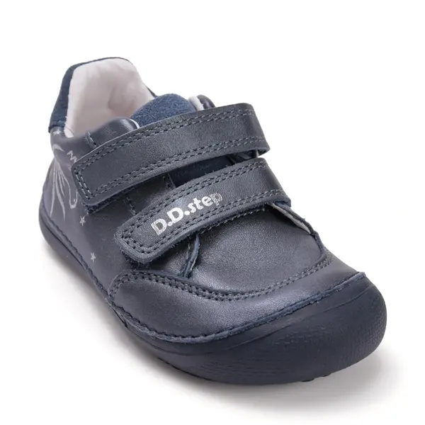 Pantofi din piele naturala pentru copii, barefoot, talpa flexibila, bleumarin, calut, D.D.Step_S063-52564AM-25_Pebebe