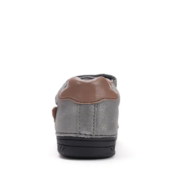 Pantofi din piele naturala, talpa flexibila, D.D Step fete, gri sidef cu inimioare_S040-52547M-25_Pebebe