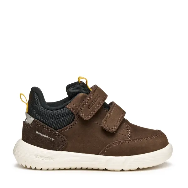 Pantofi Geox baieti, piele naturala si material textil,  brant antibacterian, Geox Respira, Hyroo baby, maro inchis_B365EA-032FU-C0517-21_Pebebe