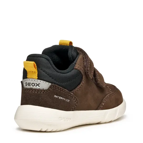 Pantofi Geox baieti, piele naturala si material textil,  brant antibacterian, Geox Respira, Hyroo baby, maro inchis_B365EA-032FU-C0517-21_Pebebe