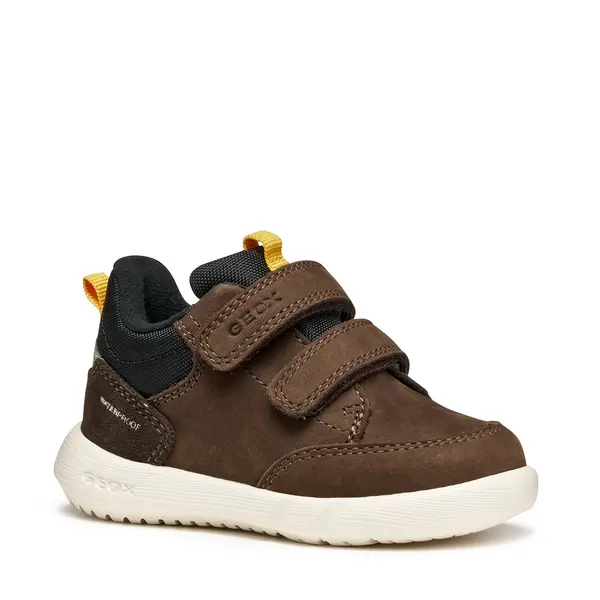 Pantofi Geox baieti, piele naturala si material textil,  brant antibacterian, Geox Respira, Hyroo baby, maro inchis_B365EA-032FU-C0517-21_Pebebe