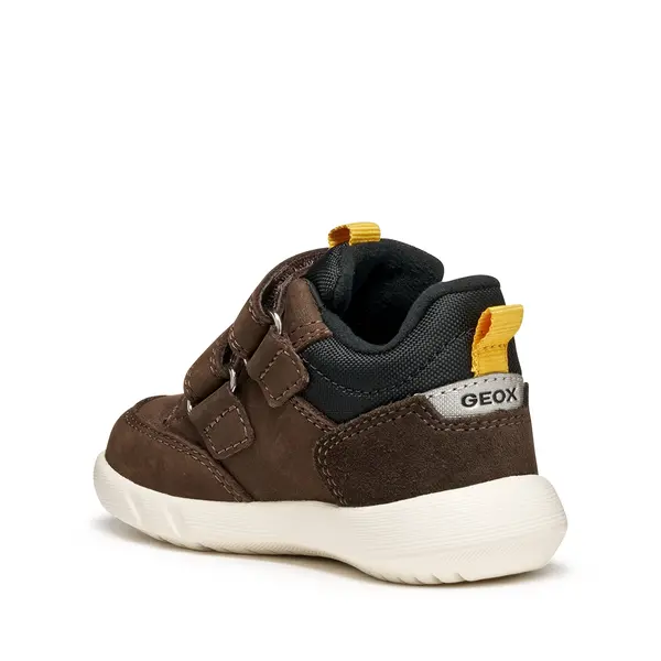 Pantofi Geox baieti, piele naturala si material textil,  brant antibacterian, Geox Respira, Hyroo baby, maro inchis_B365EA-032FU-C0517-21_Pebebe
