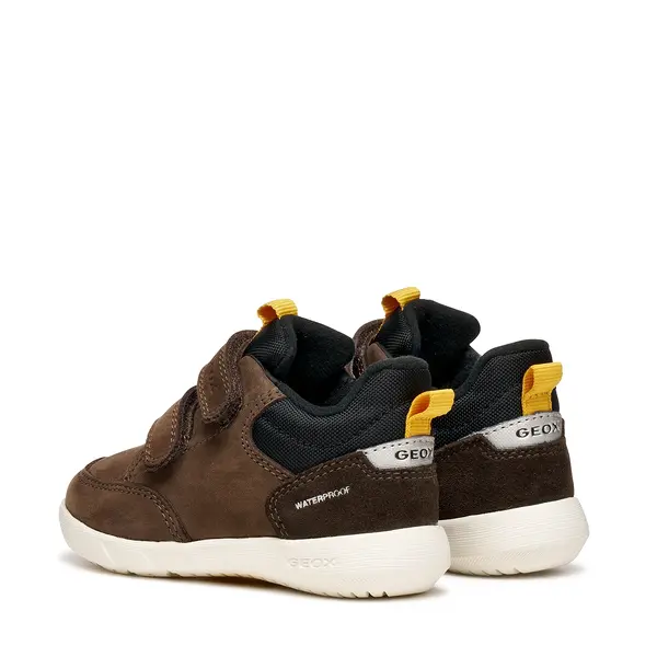 Pantofi Geox baieti, piele naturala si material textil,  brant antibacterian, Geox Respira, Hyroo baby, maro inchis_B365EA-032FU-C0517-21_Pebebe