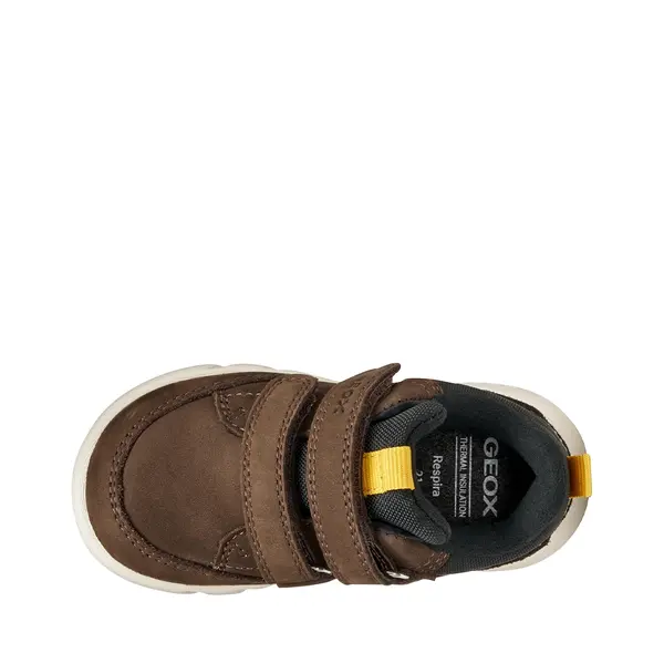 Pantofi Geox baieti, piele naturala si material textil,  brant antibacterian, Geox Respira, Hyroo baby, maro inchis_B365EA-032FU-C0517-21_Pebebe