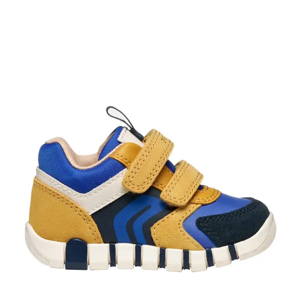 Pantofi Geox baieti, piele naturala,  brant antibacterian, Geox Respira, Iupidoo, bleumarin galben_B3555D-05422-C2QK4-21_Pebebe