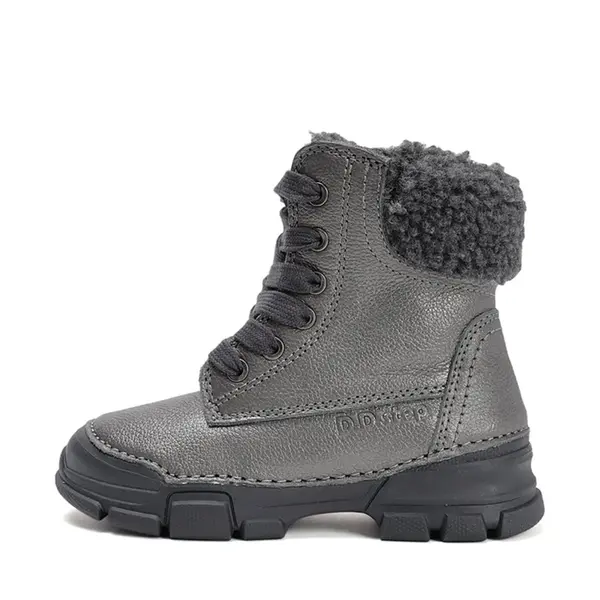 Ghete îmblănite D.D Step, înalte, piele naturală, gri sidef_W056-52456CM-26_Pebebe