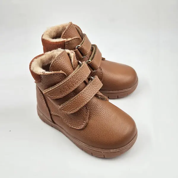 Ghete Copii, piele naturala, captuseala din blana, talpa felxibila, maro, Alpin_RO-116-1-20_Pebebe
