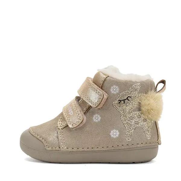 Ghete D.D.Step fete, piele naturala, imblanite, maro sidef, Bamby_W066-52733-25_Pebebe