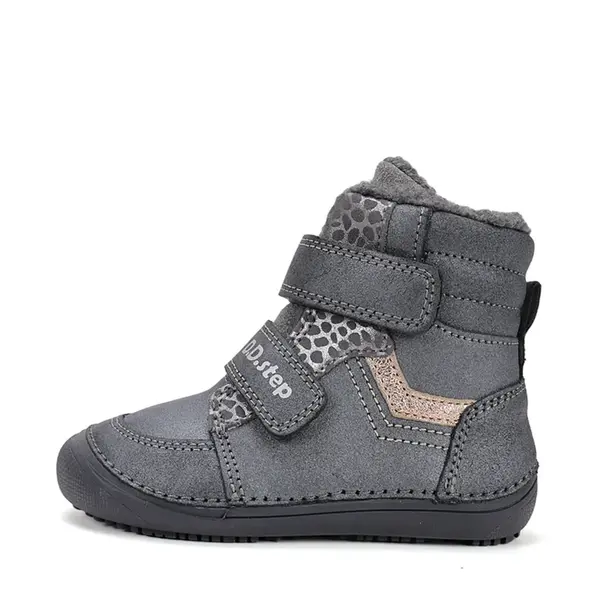 Ghete barefooot D.D Step fete, piele naturala, talpa felxibilă, gri sidef_W063-52804EM-25_Pebebe