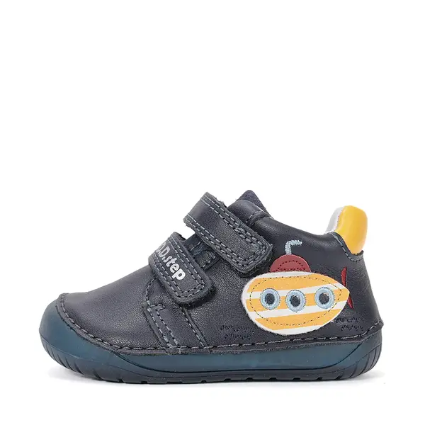 Pantofi Barefoot D.D. Step baieti, piele naturala, primii pasi, bleumarin, design submarin_S070-61420-25_Pebebe