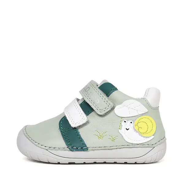 Pantofi Barefoot D.D. Step baieti, piele naturala, primii pasi, verde menta, design cu melc_S070-61995B-24_Pebebe