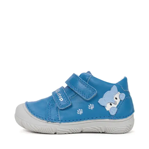 Pantofi D.D Step copii, piele naturală, captuseală din piele, talpă flexibilă, albastru cu pisicuța_S082-61703-21_Pebebe