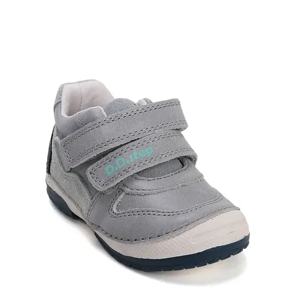 Pantofi DD Step baieți, piele naturală, cu suținere, talpa flexibila, gri deschis_S038-61324-19_Pebebe