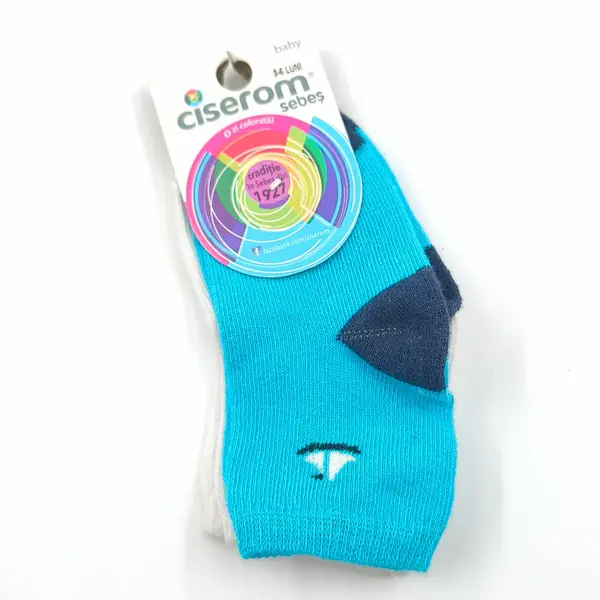 Sosete set 2 perechi, bumbac si elastan, bleu barcuta, Ciserom_326-2-2-3-6_Pebebe
