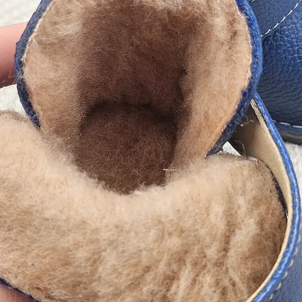 Cizme din piele pentru copii, barefoot, primii pași, talpa flexibila, imblanite, bleumarin_RO-106-7-17_Pebebe