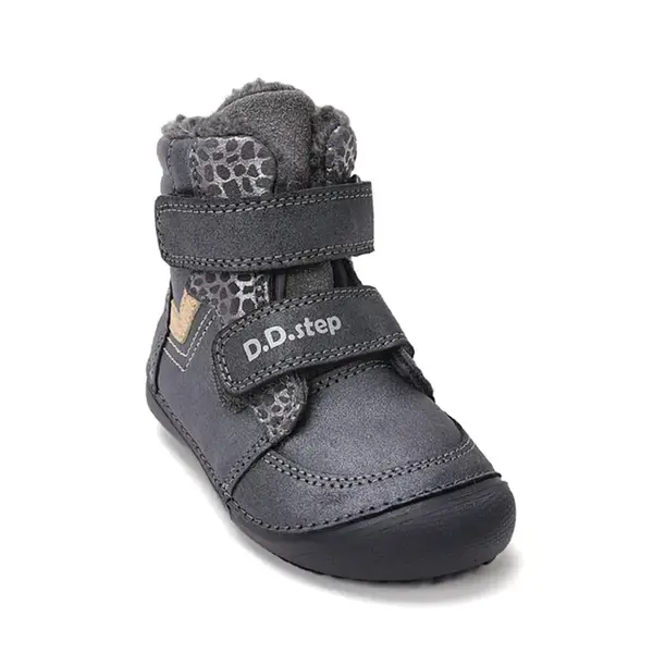 Ghete barefooot D.D Step fete, piele naturala, talpa felxibilă, gri sidef_W063-52804EM-25_Pebebe