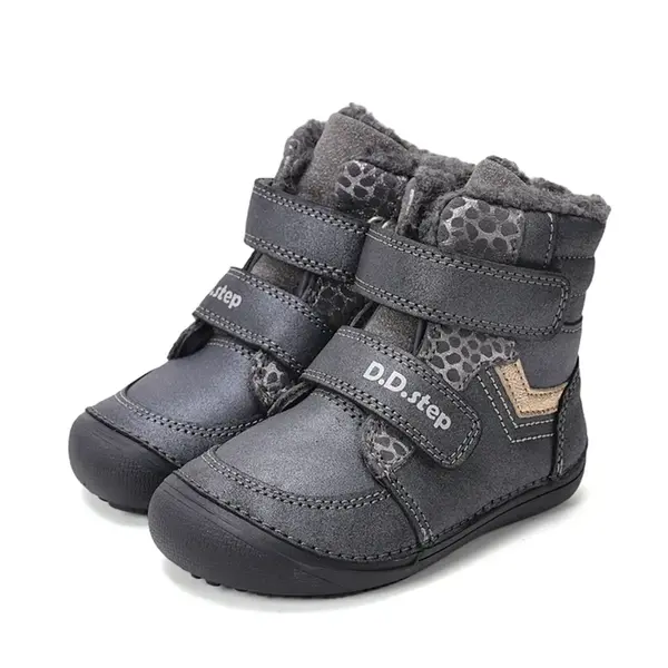 Ghete barefooot D.D Step fete, piele naturala, talpa felxibilă, gri sidef_W063-52804EM-25_Pebebe