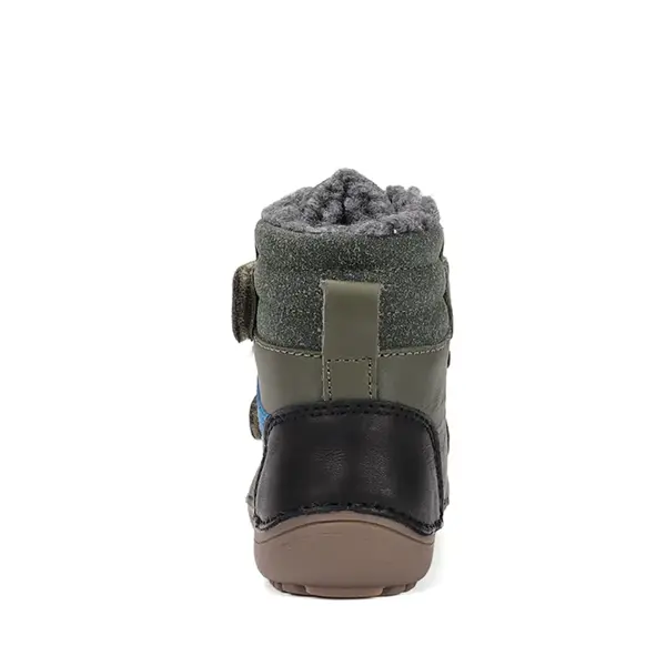 Ghete barefooot D.D Step baieti, piele naturala, talpa felxibilă, khaki cu negru_W063-52804M-25_Pebebe