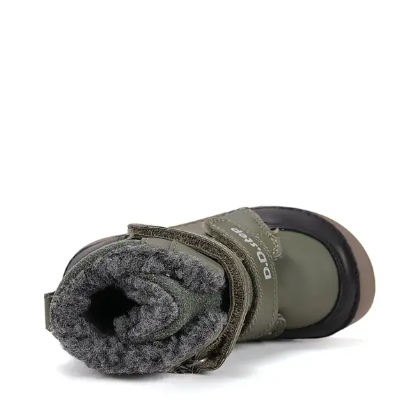 Ghete barefooot D.D Step baieti, piele naturala, talpa felxibilă, khaki cu negru_W063-52804M-25_Pebebe
