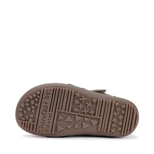 Ghete barefooot D.D Step baieti, piele naturala, talpa felxibilă, khaki cu negru_W063-52804M-25_Pebebe