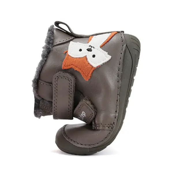 Ghete Barefoot baieti, D.D Step, piele naturala, captuseala din blana, khaki, pisica_W070-52301B-25_Pebebe