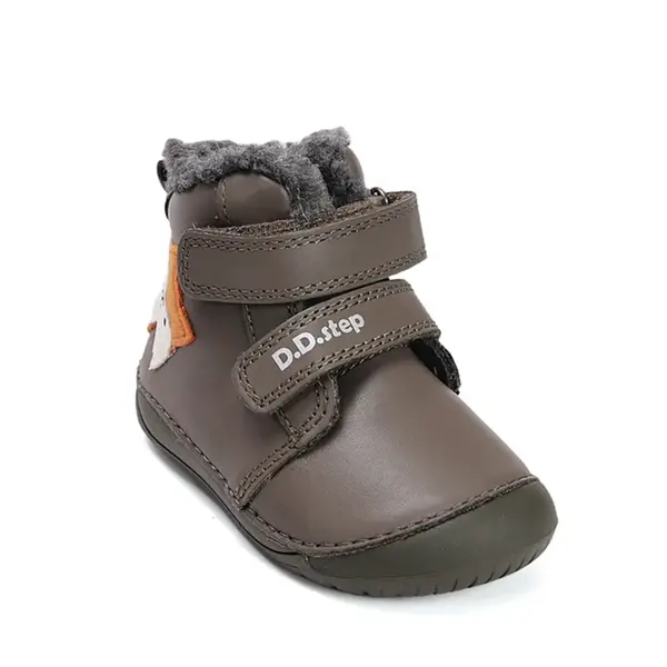 Ghete Barefoot baieti, D.D Step, piele naturala, captuseala din blana, khaki, pisica_W070-52301B-25_Pebebe