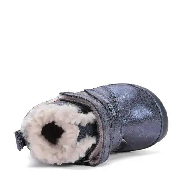 Ghete Barefoot fete, D.D Step, piele naturala, captuseala din blana, albastru sidef, curcubeu_W070-52624-24_Pebebe
