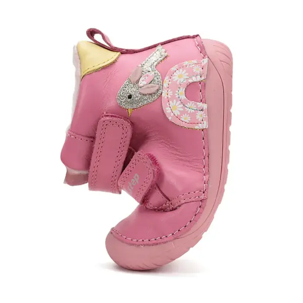 Ghete Barefoot fete, D.D Step, piele naturala, captuseala din blana, roz, curcubeu_W070-52624B-24_Pebebe