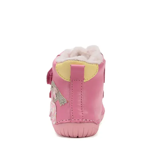 Ghete Barefoot fete, D.D Step, piele naturala, captuseala din blana, roz, curcubeu_W070-52624B-24_Pebebe