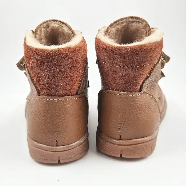 Ghete Copii, piele naturala, captuseala din blana, talpa felxibila, maro, Alpin_RO-116-1-20_Pebebe