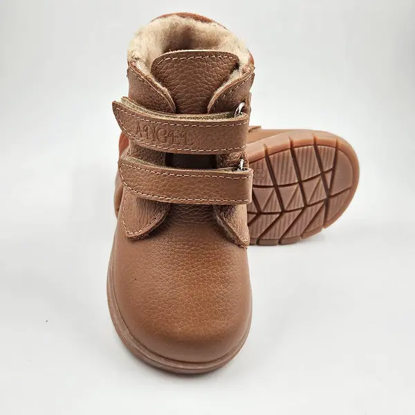 Ghete Copii, piele naturala, captuseala din blana, talpa felxibila, maro, Alpin_RO-116-1-20_Pebebe