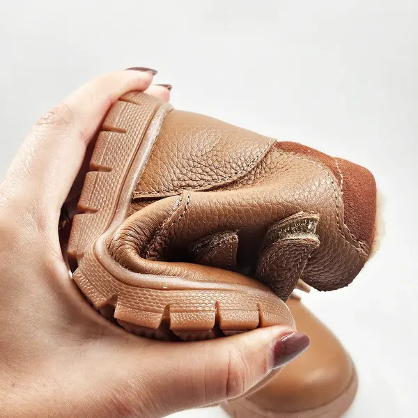 Ghete Copii, piele naturala, captuseala din blana, talpa felxibila, maro, Alpin_RO-116-1-20_Pebebe