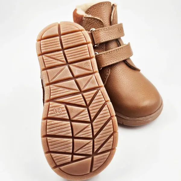 Ghete Copii, piele naturala, captuseala din blana, talpa felxibila, maro, Alpin_RO-116-1-20_Pebebe