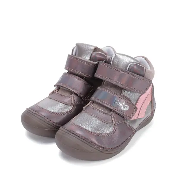 Ghete cu supinatie pentru fete, piele naturala, talpa ferma, maro sidef, Ponte20_DA06-5-2734BM-25_Pebebe