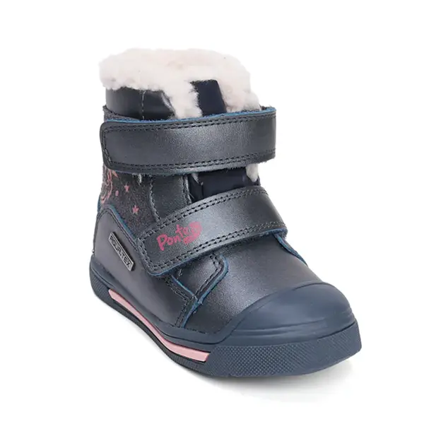 Ghete impermeabile cu supinatie Ponte20, piele naturala, talpa ferma, captuseala blana ecologica, bleumarin sidef cu roz_DA07-5-2758A-22_Pebebe
