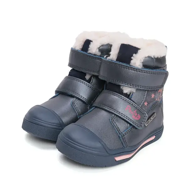 Ghete impermeabile cu supinatie Ponte20, piele naturala, talpa ferma, captuseala blana ecologica, bleumarin sidef cu roz_DA07-5-2758A-22_Pebebe