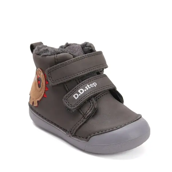 Ghete D.D.Step baieti, piele naturala, imblanite, khaki, dinozaur_W066-52525B-20_Pebebe
