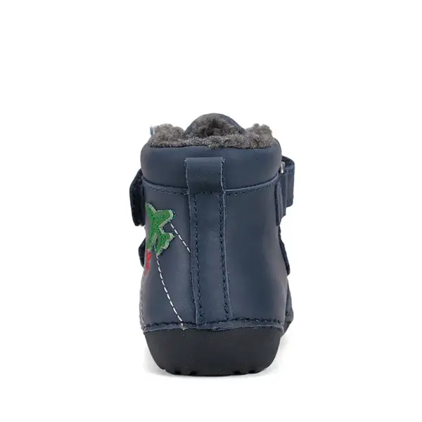 Ghete D.D Step baieti, piele naturala, talpa flexibila, imblanite, albastru cu avioane_W015-52347A-24_Pebebe