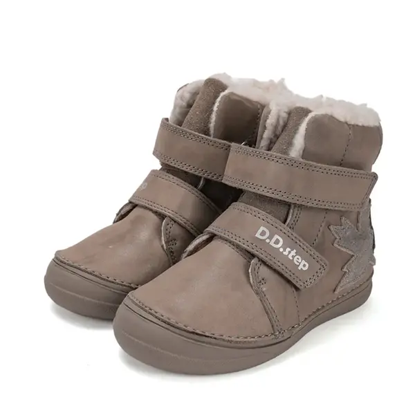 Ghete D.D Step din piele naturala, îmblănite, maro, talpă flexibila,_W078-52149AM-28_Pebebe