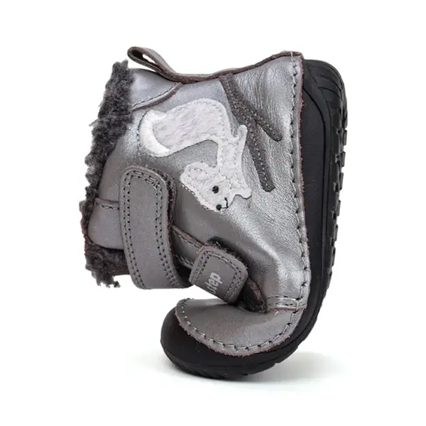 Ghete D.D Step fete, Barefoot, piele naturala, captuseala din blana, gri, emblema cu veverita_W070-52214A-25_Pebebe