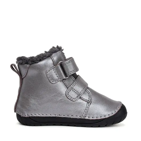 Ghete D.D Step fete, Barefoot, piele naturala, captuseala din blana, gri, emblema cu veverita_W070-52214A-25_Pebebe