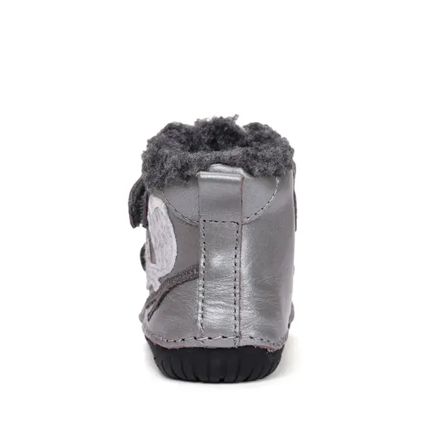 Ghete D.D Step fete, Barefoot, piele naturala, captuseala din blana, gri, emblema cu veverita_W070-52214A-25_Pebebe