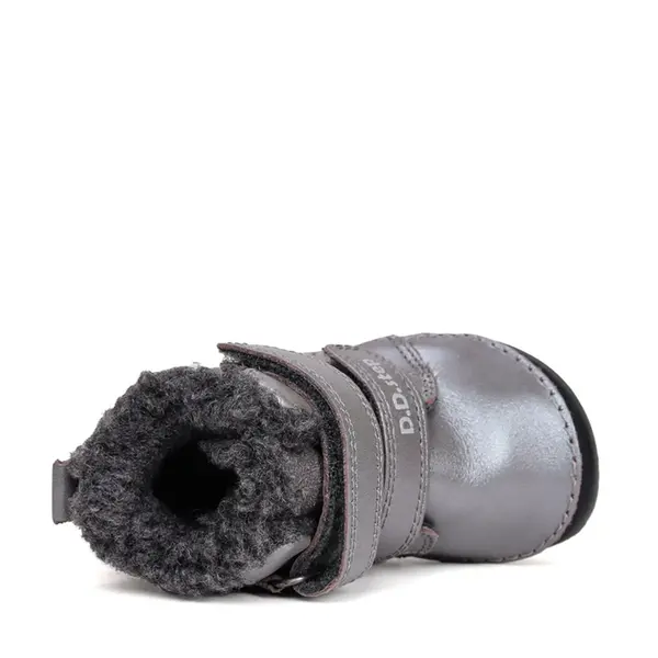 Ghete D.D Step fete, Barefoot, piele naturala, captuseala din blana, gri, emblema cu veverita_W070-52214A-25_Pebebe