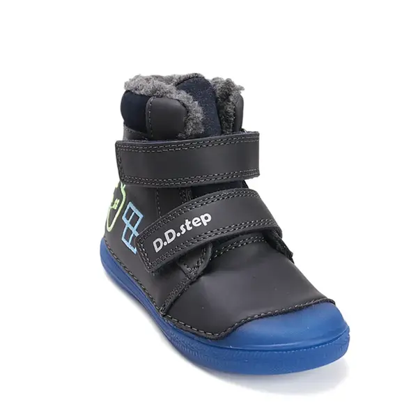 Ghete îmblănite D.D Step baieti, piele naturala, protectie degete, bleumarin, design cu game controller_W049-52250BM-29_Pebebe