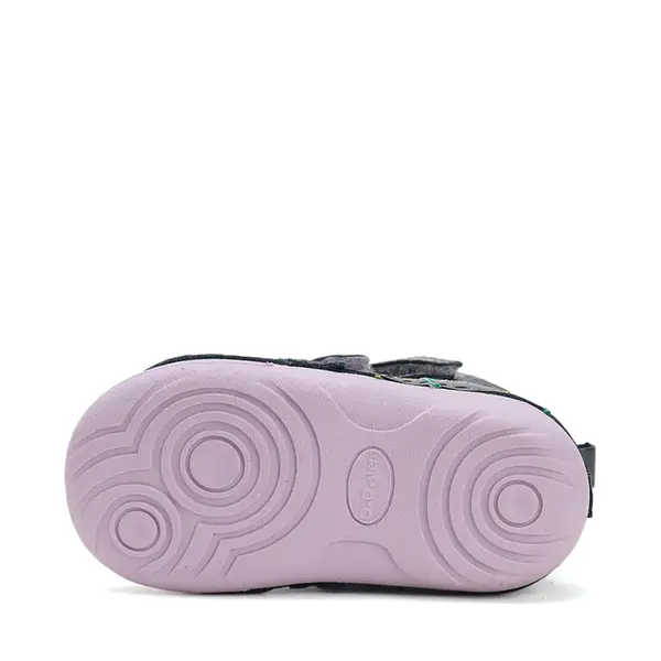 Ghete D.D Step fete, piele naturala, talpa flexibila, imblanite, bleumarin cu flori si albinute_W015-52997B-24_Pebebe