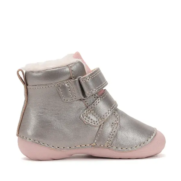 Ghete D.D Step fete, piele naturala, talpa flexibila, imblanite, bronz cu flori si albinute_W015-52997-24_Pebebe
