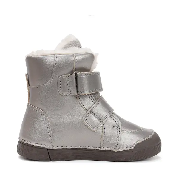 Ghete îmblănite D.D Step fete, înalte, piele naturală, talpă felxibilă, argintiu sidef_W068-52320AM-30_Pebebe