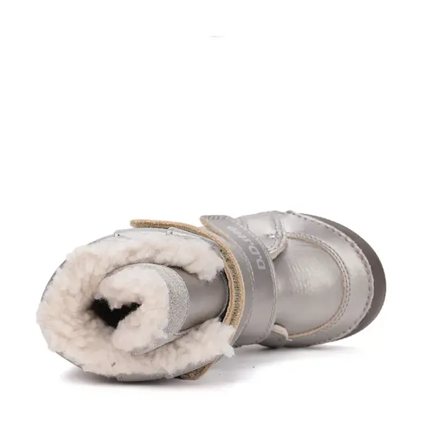 Ghete îmblănite D.D Step fete, înalte, piele naturală, talpă felxibilă, argintiu sidef_W068-52320AM-30_Pebebe