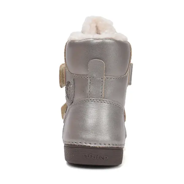 Ghete îmblănite D.D Step fete, înalte, piele naturală, talpă felxibilă, argintiu sidef_W068-52320AM-30_Pebebe