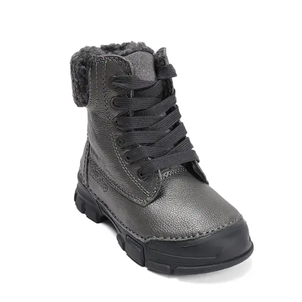 Ghete îmblănite D.D Step, înalte, piele naturală, gri sidef_W056-52456CM-26_Pebebe